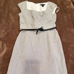 Calvin Klein Gray Midi Dress with Black Accent